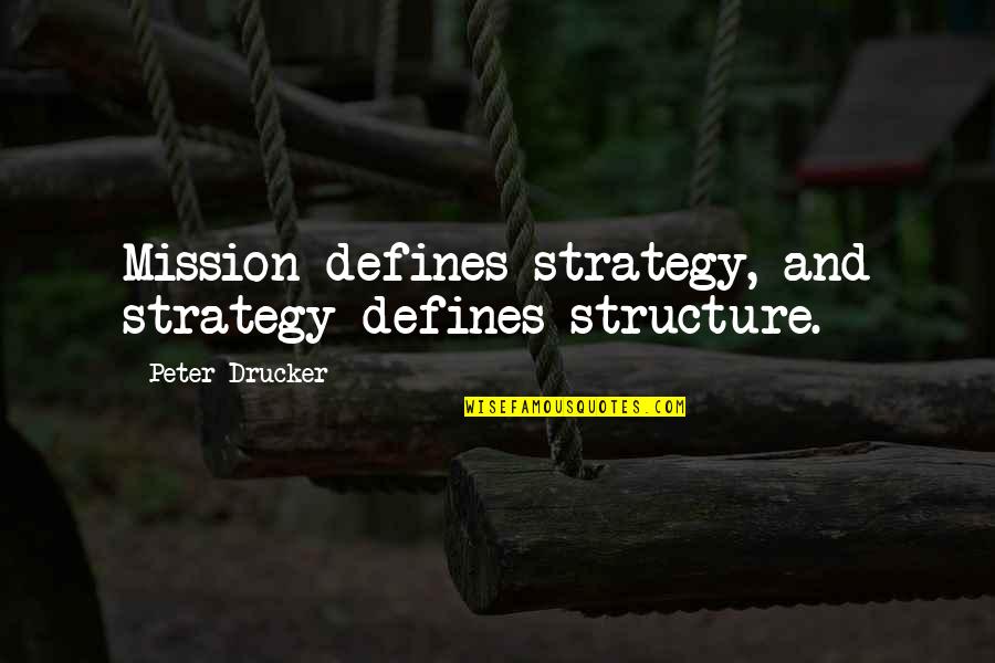 Kunisada Quotes By Peter Drucker: Mission defines strategy, and strategy defines structure. Kunisada Quotes By Peter Drucker: Mission defines strategy, and strategy defines structure.