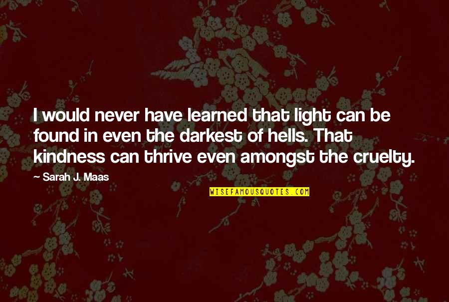 Kuolo Quotes By Sarah J. Maas: I would never have learned that light can