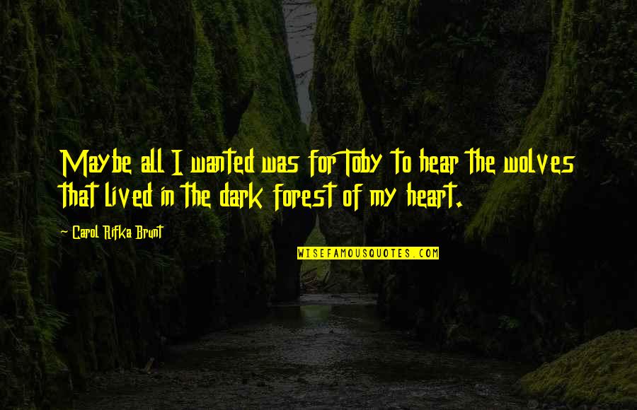 Kupferberg Foundation Quotes By Carol Rifka Brunt: Maybe all I wanted was for Toby to Kupferberg Foundation Quotes By Carol Rifka Brunt: Maybe all I wanted was for Toby to