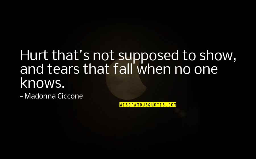 Kureno Quotes By Madonna Ciccone: Hurt that's not supposed to show, and tears