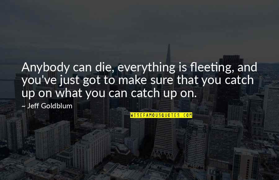 Kurgu Filmleri Quotes By Jeff Goldblum: Anybody can die, everything is fleeting, and you've
