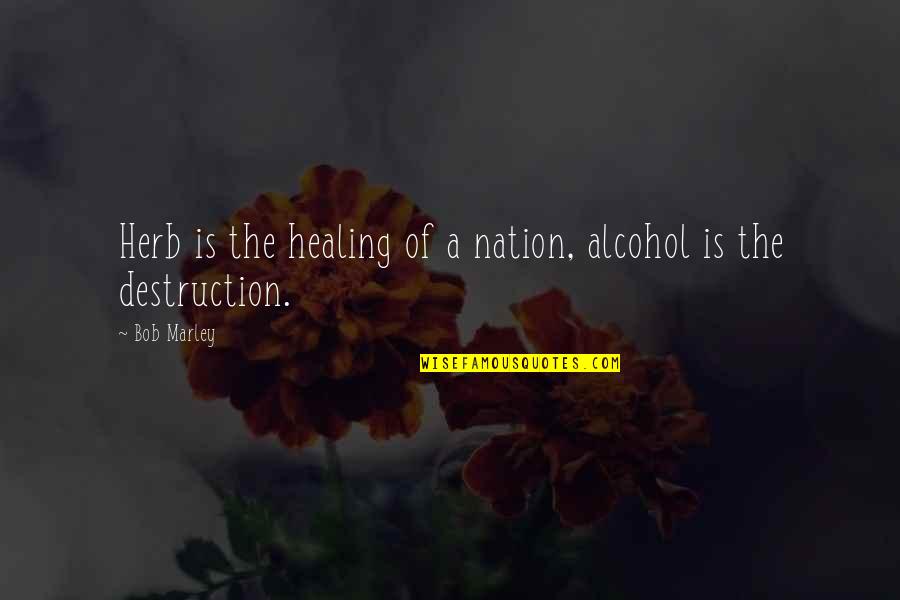 Kurisinte Quotes By Bob Marley: Herb is the healing of a nation, alcohol