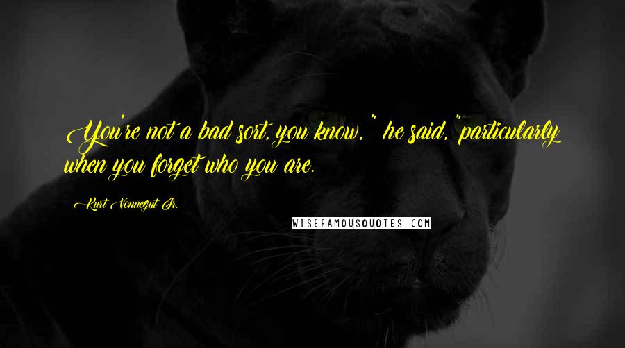 Kurt Vonnegut Jr. quotes: You're not a bad sort, you know, " he said, "particularly when you forget who you are.