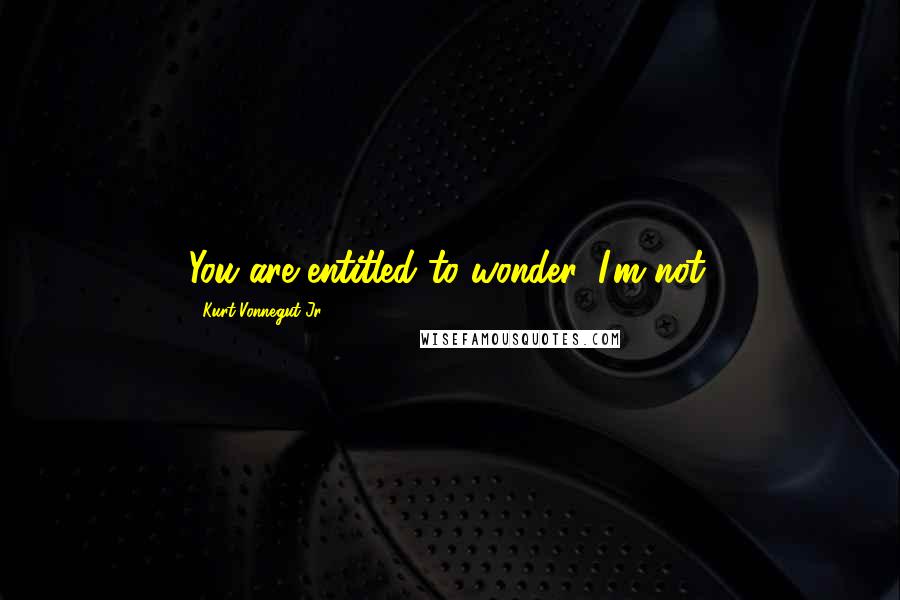 Kurt Vonnegut Jr. quotes: You are entitled to wonder. I'm not.