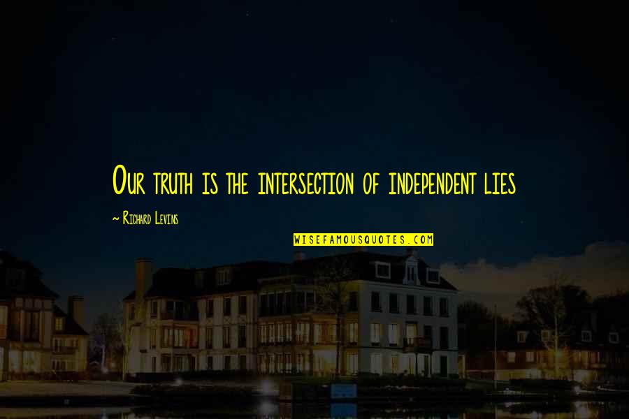 Kurt Weill Quotes By Richard Levins: Our truth is the intersection of independent lies
