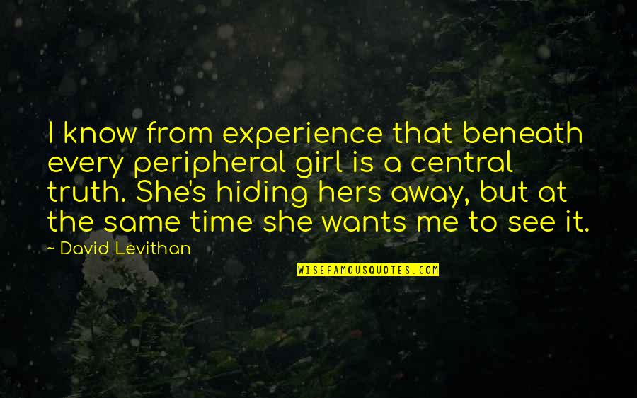 Kurupt Moon Quotes By David Levithan: I know from experience that beneath every peripheral
