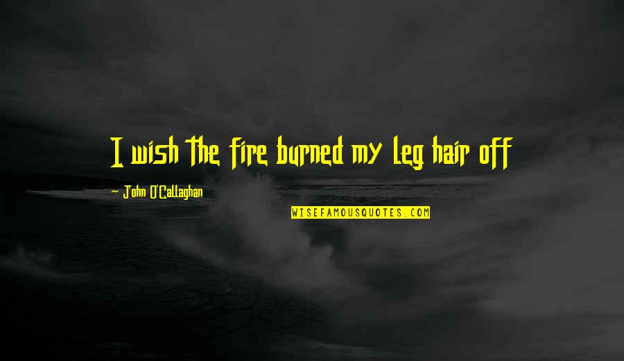 Kurzen Roger Quotes By John O'Callaghan: I wish the fire burned my leg hair Kurzen Roger Quotes By John O'Callaghan: I wish the fire burned my leg hair