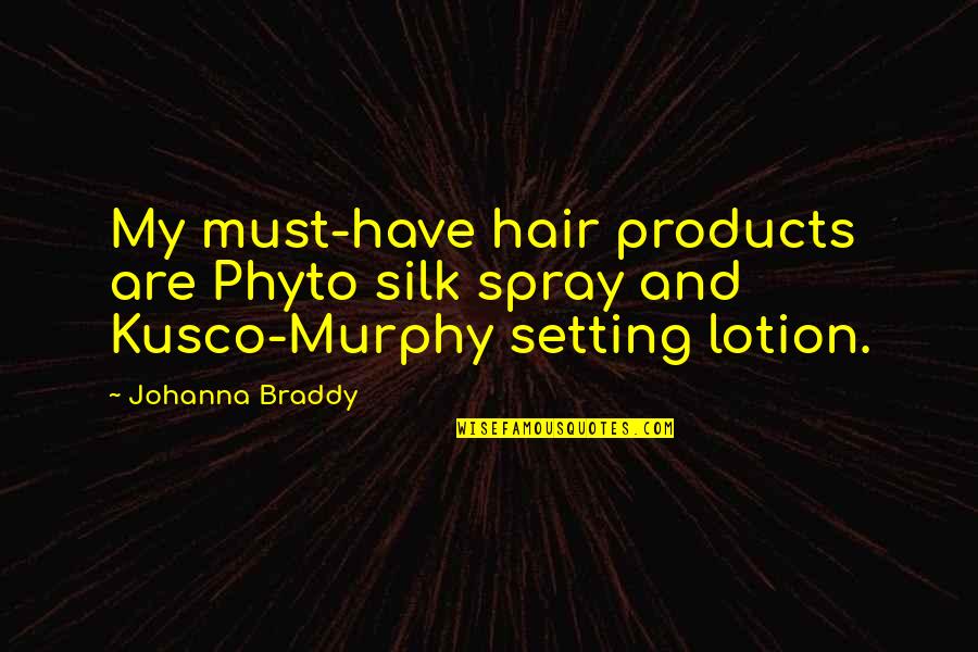 Kusco Quotes By Johanna Braddy: My must-have hair products are Phyto silk spray