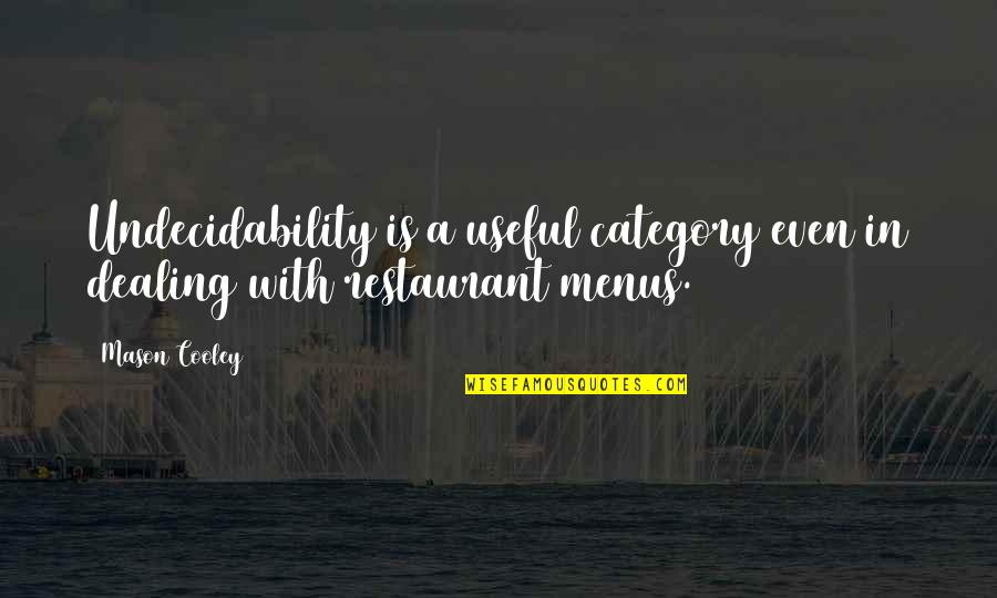 Kustaa Saksi Quotes By Mason Cooley: Undecidability is a useful category even in dealing