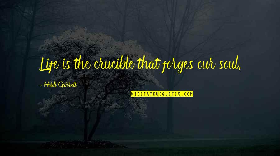 Kutchie Riddim Quotes By Heidi Garrett: Life is the crucible that forges our soul.