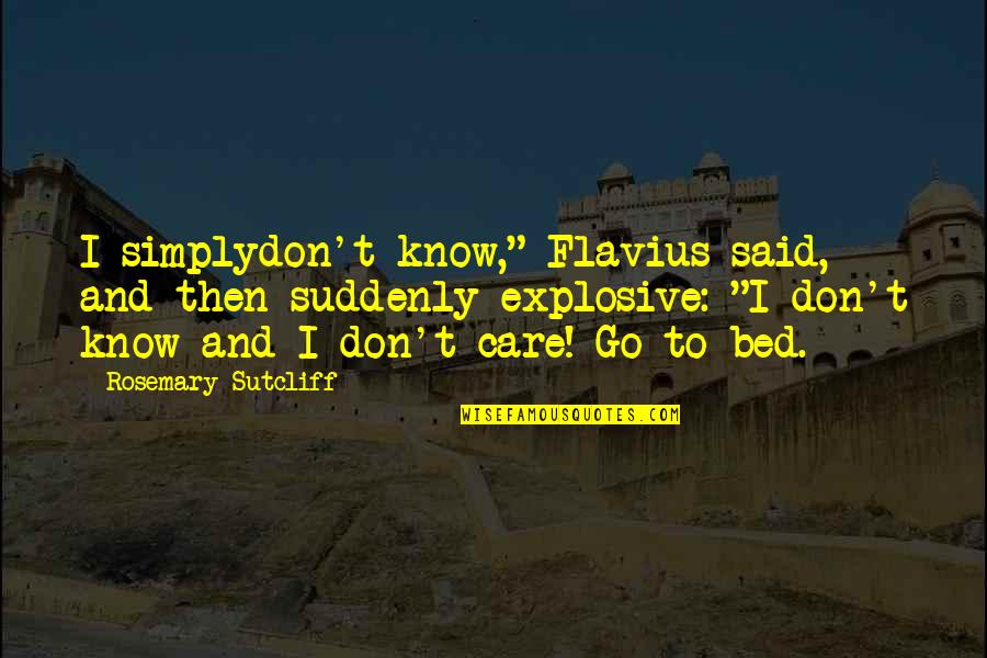Kutuzov Herceg Quotes By Rosemary Sutcliff: I simplydon't know," Flavius said, and then suddenly