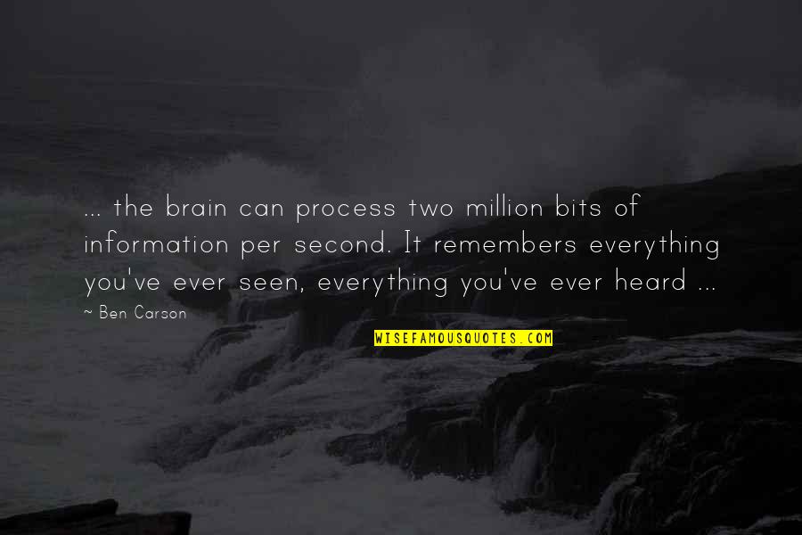Kuuluisia Quotes By Ben Carson: ... the brain can process two million bits Kuuluisia Quotes By Ben Carson: ... the brain can process two million bits