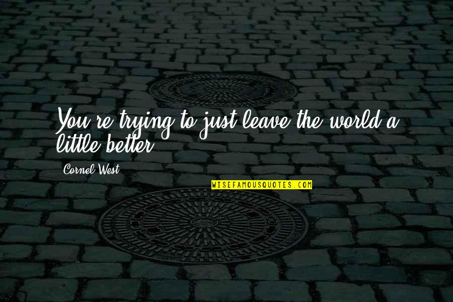 Kuvvetin B Y Kl G Quotes By Cornel West: You're trying to just leave the world a