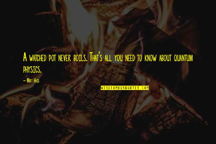 Kuyperian Anglo Catholics Quotes By Matt Haig: A watched pot never boils. That's all you