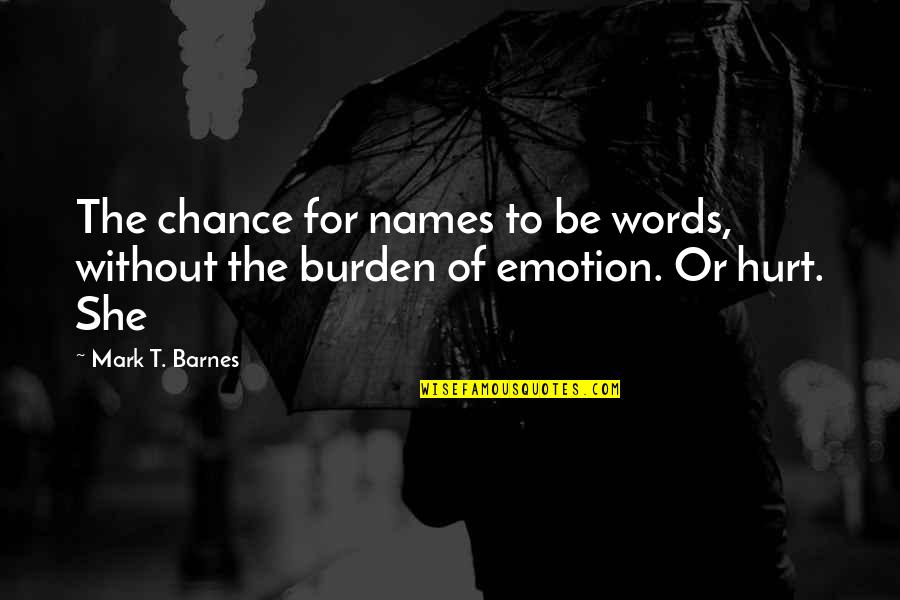 Kvistur Quotes By Mark T. Barnes: The chance for names to be words, without