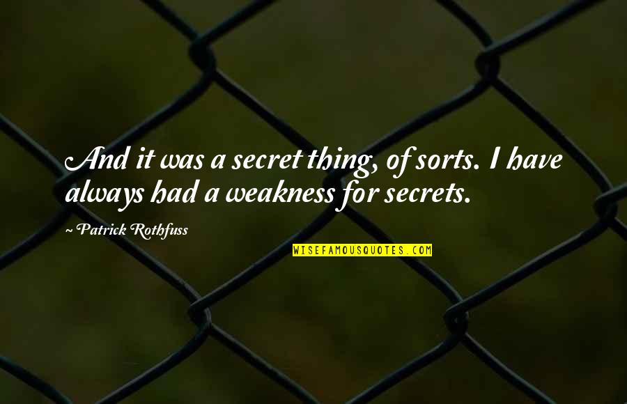 Kvothe Quotes By Patrick Rothfuss: And it was a secret thing, of sorts.