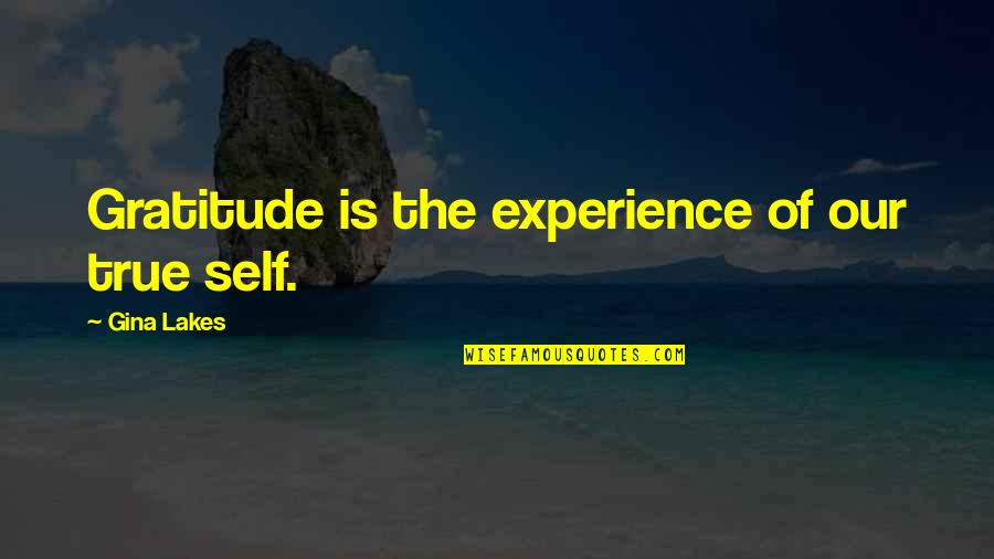 Kwaad Bloed Quotes By Gina Lakes: Gratitude is the experience of our true self.