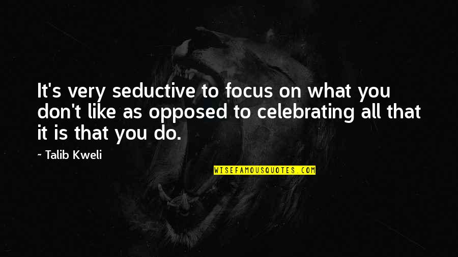 Kweli Talib Quotes By Talib Kweli: It's very seductive to focus on what you Kweli Talib Quotes By Talib Kweli: It's very seductive to focus on what you