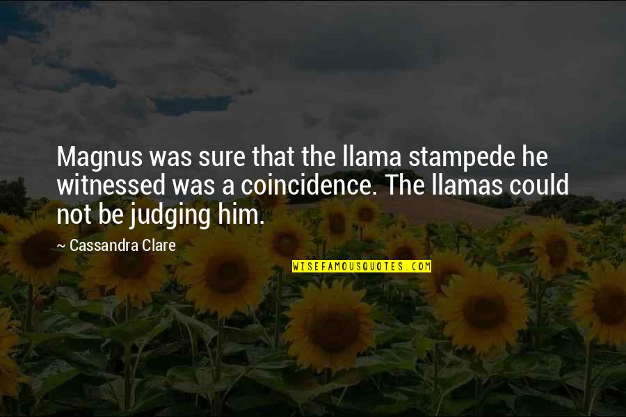 Kwelocop Quotes By Cassandra Clare: Magnus was sure that the llama stampede he