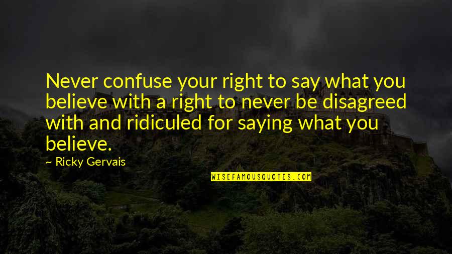 Kweskin Theatre Quotes By Ricky Gervais: Never confuse your right to say what you
