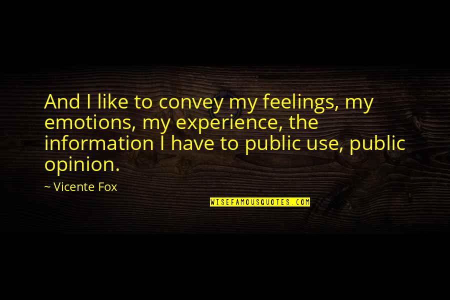 Kyllingfilet Quotes By Vicente Fox: And I like to convey my feelings, my Kyllingfilet Quotes By Vicente Fox: And I like to convey my feelings, my