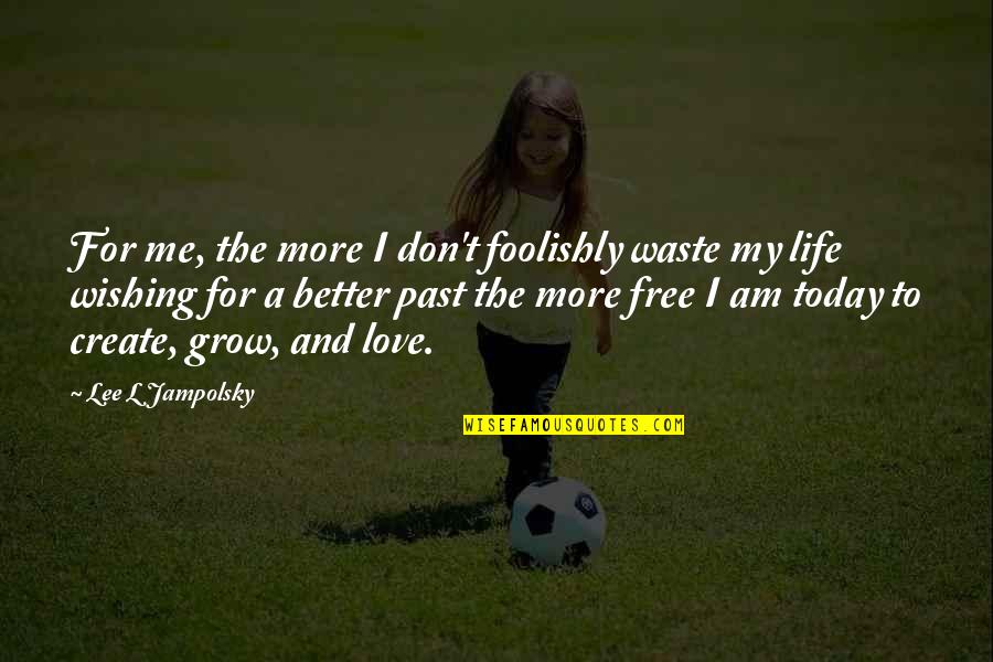 L Love Life Quotes By Lee L Jampolsky: For me, the more I don't foolishly waste