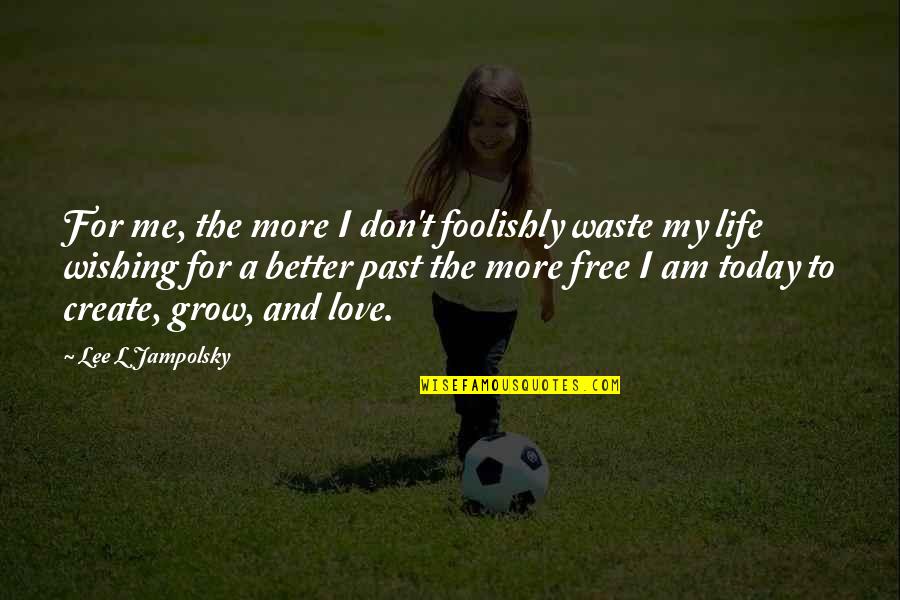 L Love My Life Quotes By Lee L Jampolsky: For me, the more I don't foolishly waste