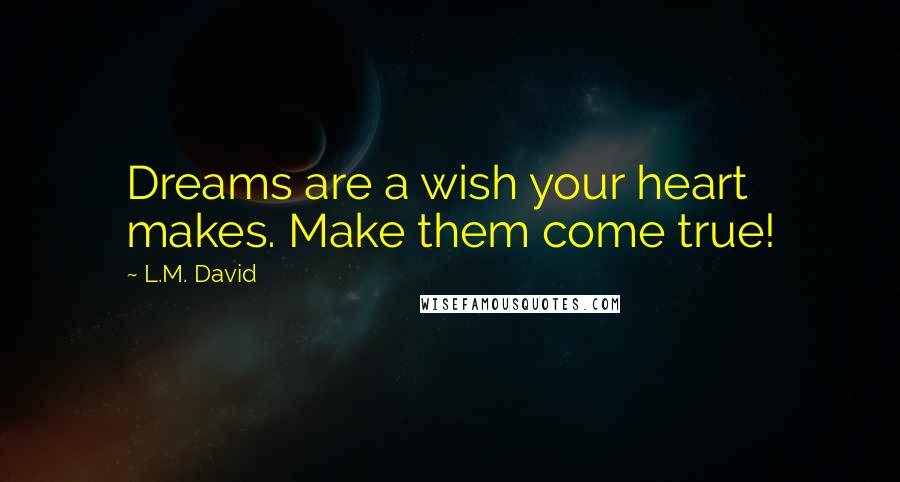L.M. David quotes: Dreams are a wish your heart makes. Make them come true!
