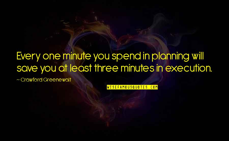 L Motivational Quotes By Crawford Greenewalt: Every one minute you spend in planning will