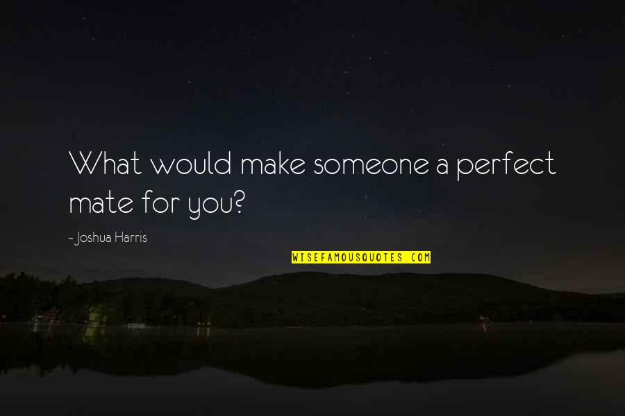 La Cherie Restaurant Quotes By Joshua Harris: What would make someone a perfect mate for