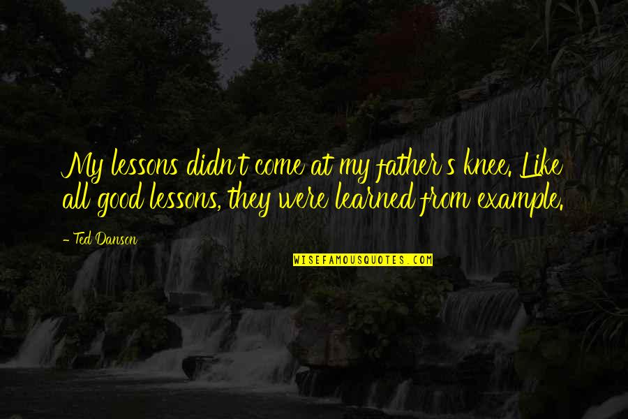 La Confiance Quotes By Ted Danson: My lessons didn't come at my father's knee.