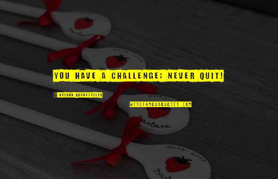 La Roux Quotes By Nelson Rockefeller: You have a challenge; never quit!