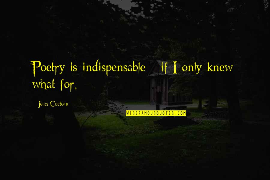 Laama Quotes By Jean Cocteau: Poetry is indispensable - if I only knew Laama Quotes By Jean Cocteau: Poetry is indispensable - if I only knew