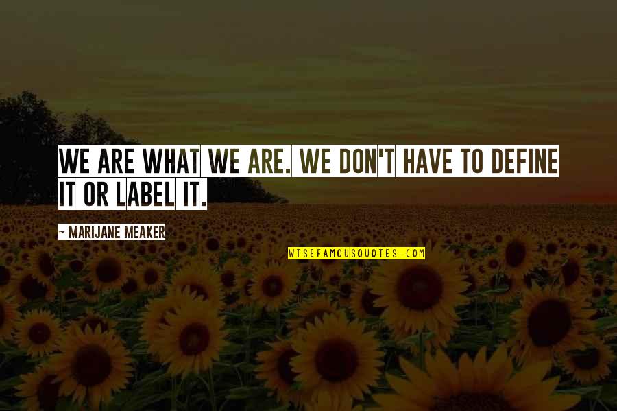 Labels Quotes By Marijane Meaker: We are what we are. We don't have