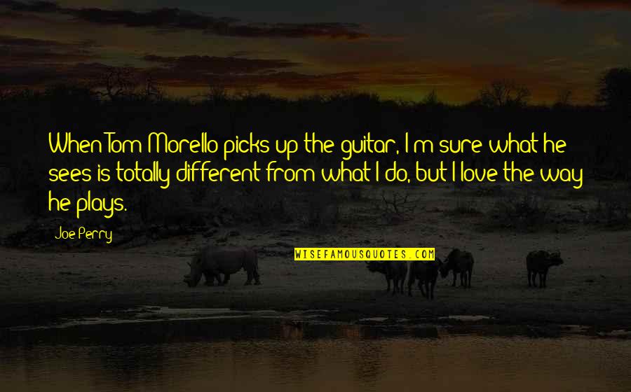 Labios Compartidos Quotes By Joe Perry: When Tom Morello picks up the guitar, I'm