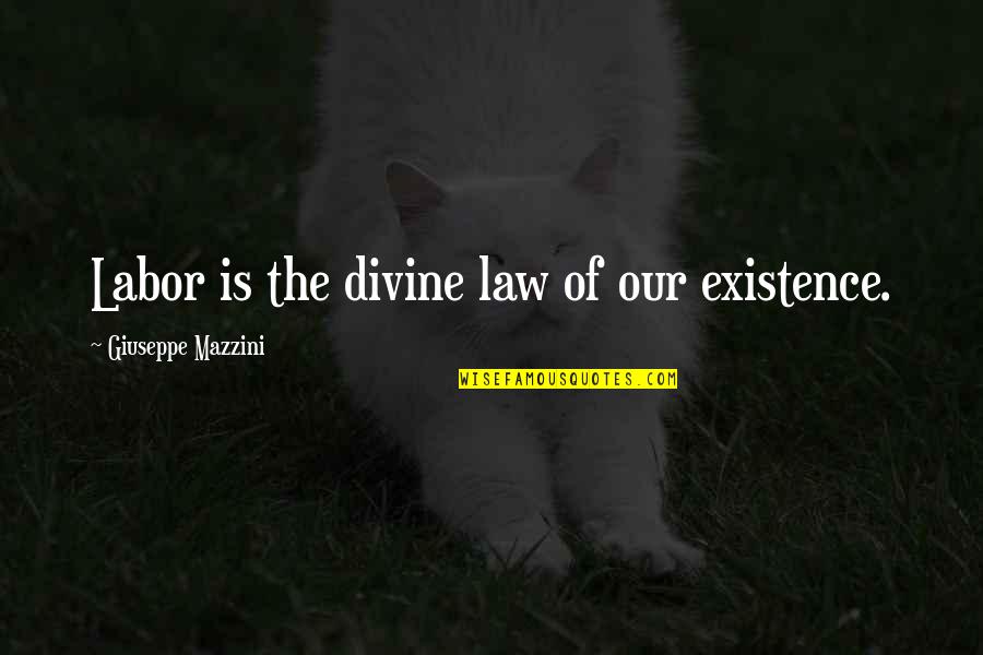 Labor Quotes By Giuseppe Mazzini: Labor is the divine law of our existence.