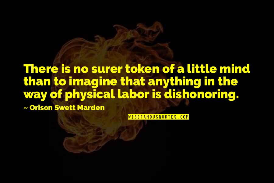 Labor Quotes By Orison Swett Marden: There is no surer token of a little