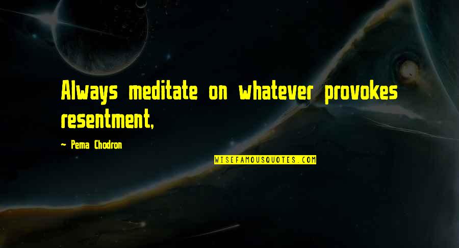 Labor Union Quotes By Pema Chodron: Always meditate on whatever provokes resentment,