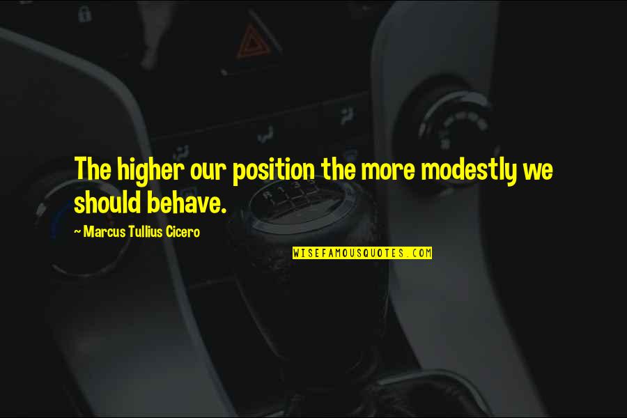 Lachlan Gillespie Quotes By Marcus Tullius Cicero: The higher our position the more modestly we