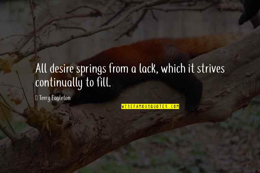 Lack Of Desire Quotes By Terry Eagleton: All desire springs from a lack, which it