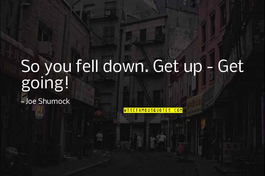 Lack Of Integrity Quotes By Joe Shumock: So you fell down. Get up - Get