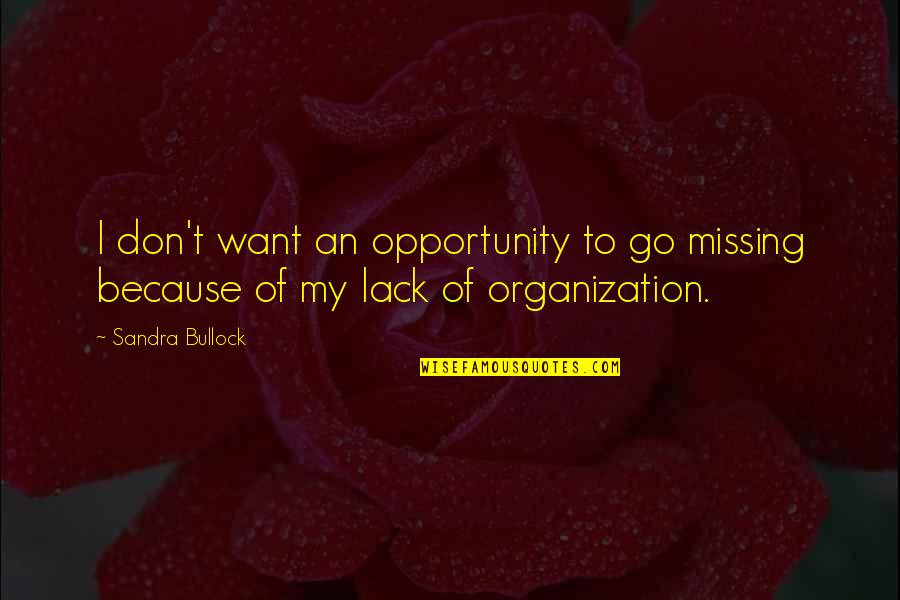 Lack Of Opportunity Quotes By Sandra Bullock: I don't want an opportunity to go missing