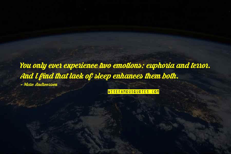Lack Of Sleep Quotes By Marc Andreessen: You only ever experience two emotions: euphoria and