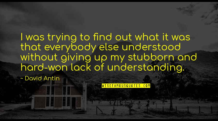 Lack Of Understanding Quotes By David Antin: I was trying to find out what it