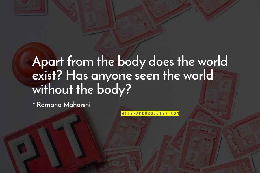 Laconic Wit Quotes By Ramana Maharshi: Apart from the body does the world exist?