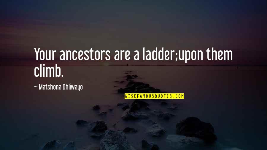Ladder Climb Quotes By Matshona Dhliwayo: Your ancestors are a ladder;upon them climb.