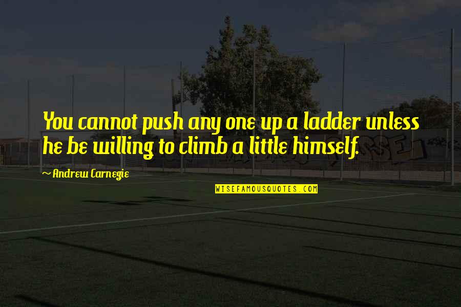Ladder Quotes By Andrew Carnegie: You cannot push any one up a ladder Ladder Quotes By Andrew Carnegie: You cannot push any one up a ladder