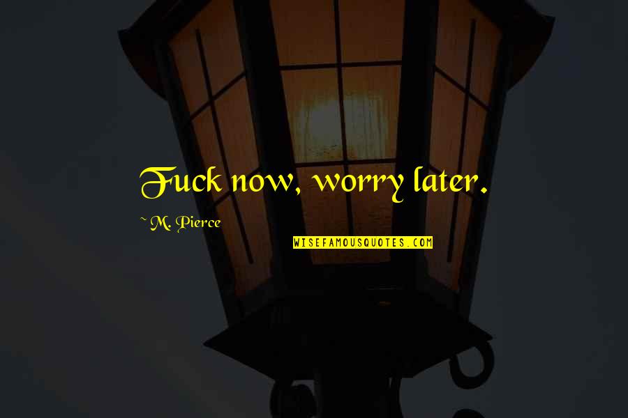 Lados De Un Quotes By M. Pierce: Fuck now, worry later. Lados De Un Quotes By M. Pierce: Fuck now, worry later.