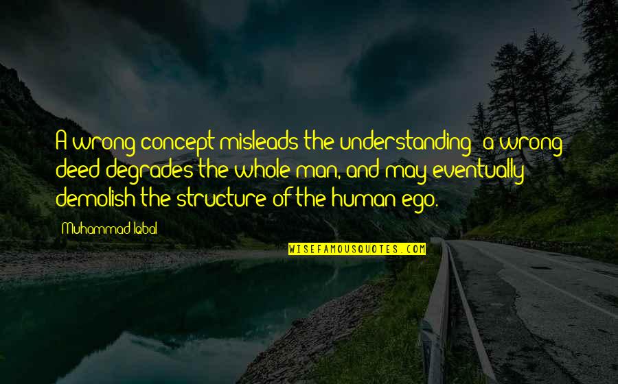 Ladran Quotes By Muhammad Iqbal: A wrong concept misleads the understanding; a wrong