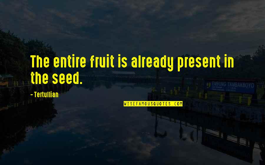 Lady Barbrey Dustin Quotes By Tertullian: The entire fruit is already present in the